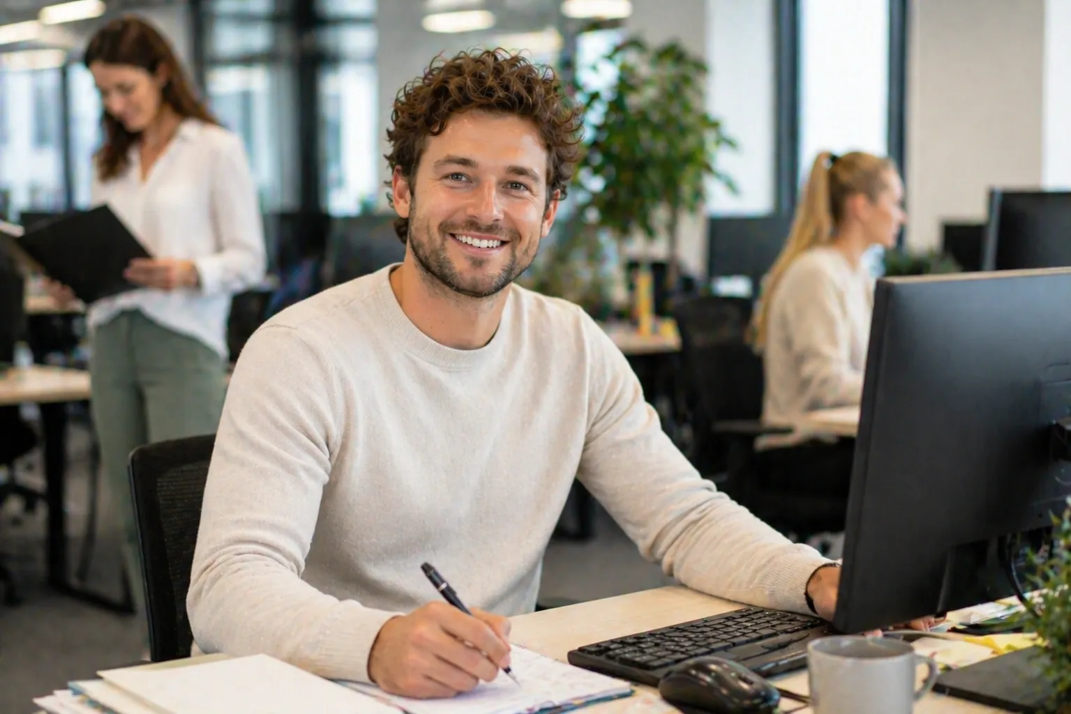 Office_Manager_Man Man achter bureau op kantoor
