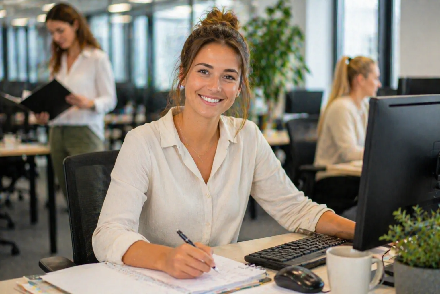 Vrouw aan het werk op kantoor