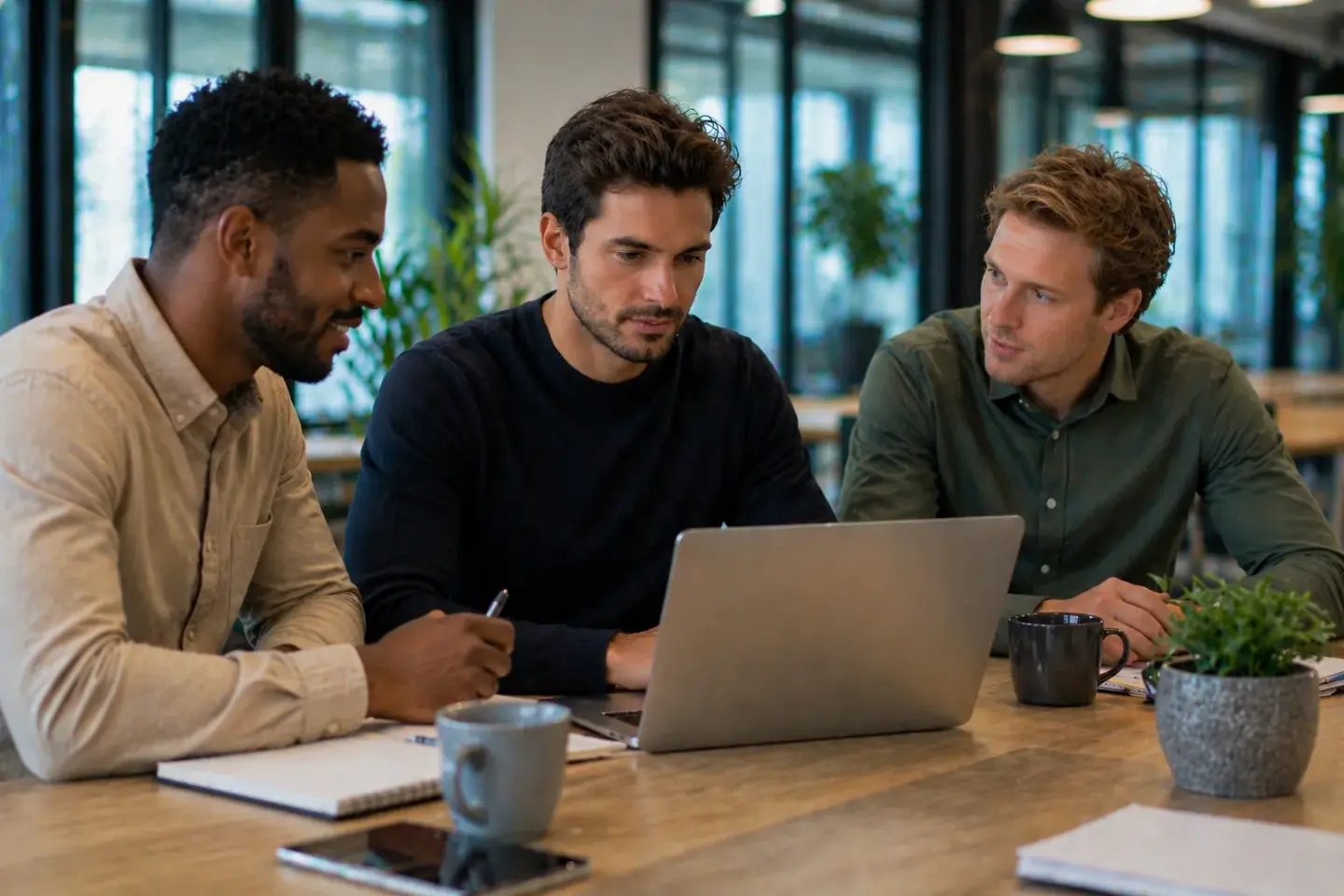 Office_Men_Laptop Collega's werkend achter de laptop