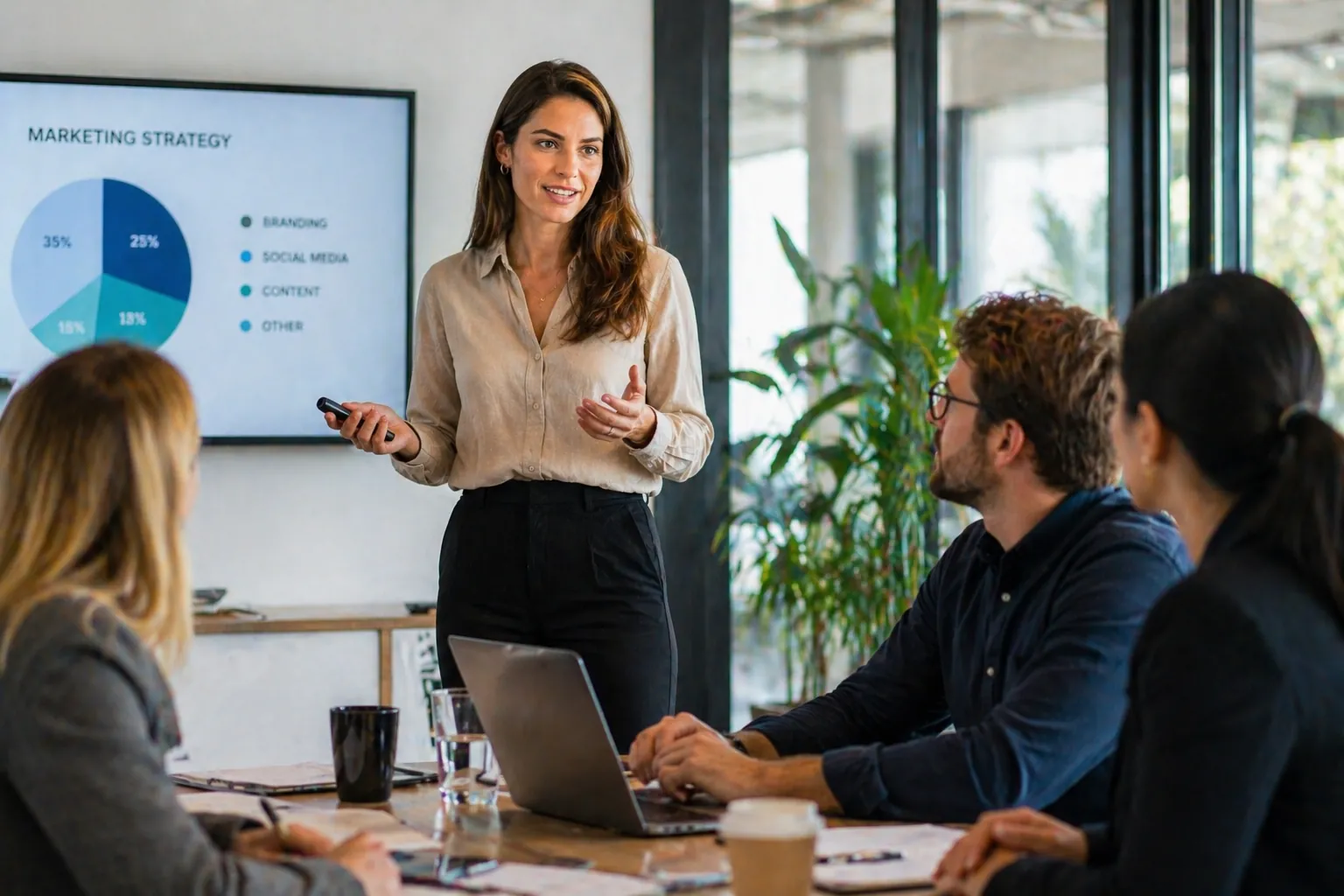 Office_Women_Presentation Vrouw die presentatie geeft