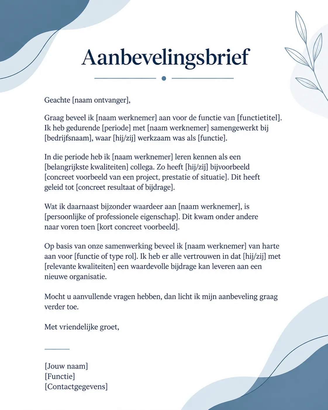 aanbevelingsbrief_zonder_marge_max100kb Voorbeeld aanbevelingsbrief